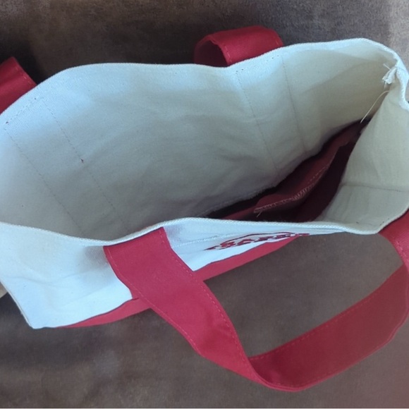 Trader Joe's Red and Cream Mini Canvas Tote - Picture 2 of 2